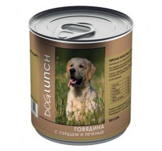 Dog Lunch консервы для собак (Говядина с Сердцем и Печенью в желе), 750г