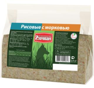ЧЕТВЕРОНОГИЙ ГУРМАН Рисовые хлопья с морковью для собак, 400г