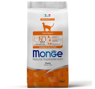 Monge Cat Monoprotein Sterilised Duck корм для стерилизованных кошек с уткой 1,5 кг
