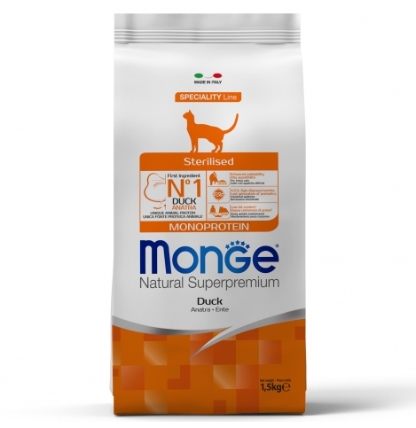 Monge Cat Monoprotein Sterilised Duck корм для стерилизованных кошек с уткой 1,5 кг