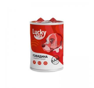 Lucky bits Полнорационный консервированный корм для собак всех пород с 6 месяцев с говядиной, клюква и тыква, 400 г