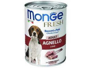 Monge Dog Fresh Chunks in Loaf Консервы для собак мясной рулет из ягненка, 400г