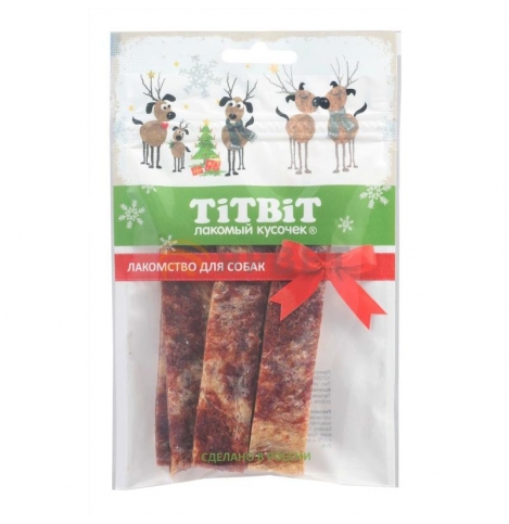 TiTBiT Мраморные стейки из говядины для собак (Новогодняя коллекция), 80 г