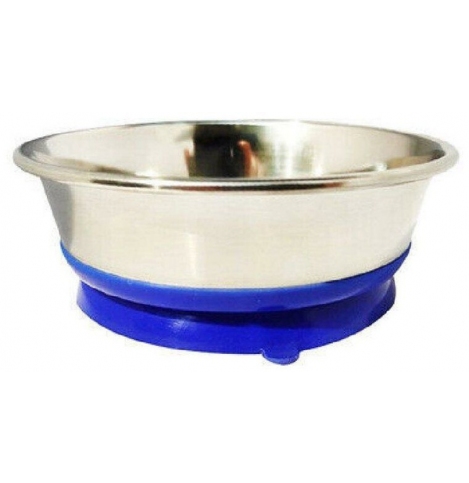 HOMEPET Premium 1,8 л миска для домашних животных металлическая на синей силиконовой подставке с присоской