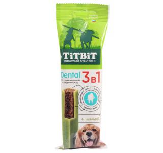 TiTBiT Профилактическое лакомство DENTAL 3в1 с мятой для собак мелких и средних пород, 110 г