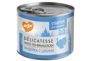 Мнямс Delicatesse Starter "Мусс по-французски" влажный корм для щенков до 4 месяцев, паштет из индейки с цукини, 200г
