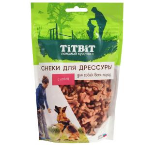 TiTBiT Снеки для дрессуры лакомства для собак всех пород с уткой, 100 г