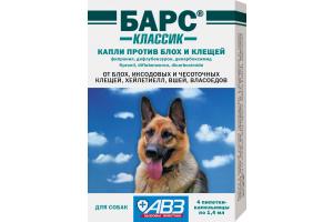 БАРС классик капли инсектоакарицидные для собак от 2 до 10 кг, 1,4 мл, 1 пипетка