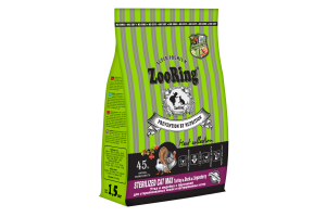 ZooRing STERILIZED CAT MAX TURKEY&DUCK&LINGONBERRY. Индейка и утка с брусникой. Полнорационный сухой корм для стерилизованных кошек и кастрированных котов, 1,5 кг