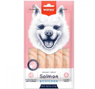 Wanpy Dog Крем лакомство для собак "нежное пюре" из лосося и курицы, 1шт - 14г