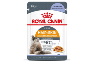 Royal Canin HAIR & SKIN CARE (ХЭЙР ЭНД СКИН КЭА) Корм для взрослых кошек (тонкие ломтики в желе), 85г