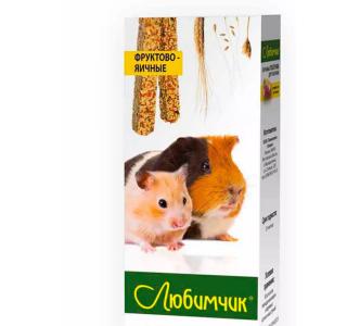 Любимчик палочки зерновые для грызунов, хомячков, свинок, крыс, мышей (фруктово-яичные), 2 шт