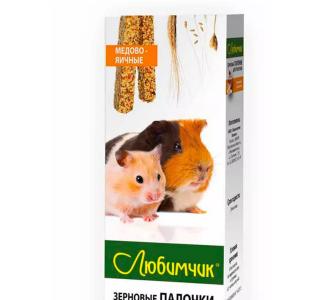 Любимчик палочки зерновые для грызунов, хомячков, свинок, крыс, мышей  (медово-яичные), 2 шт