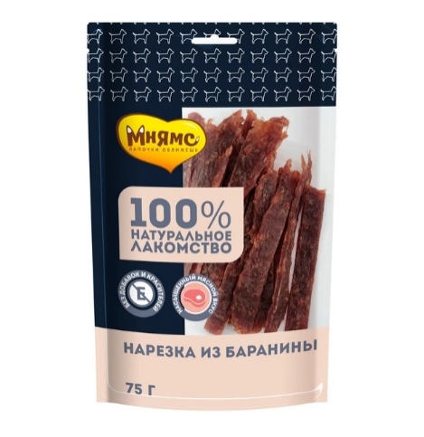 Мнямс Лакомство для собак Нарезка из баранины 75г
