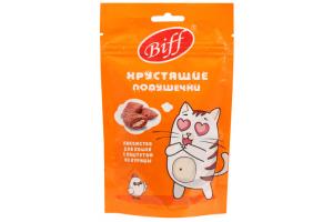 Biff лакомство для кошек хрустящие подушечки с паштетом из курицы 60 г