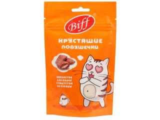 Biff лакомство для кошек хрустящие подушечки с паштетом из курицы 60 г