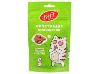 Biff лакомство для кошек хрустящие подушечки с паштетом из утки 60 г