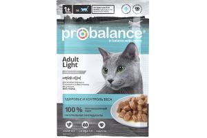 ProBalance Adult Light Корм влажный для малоактивных и склонных к избыточному весу кошек всех пород, 85 г