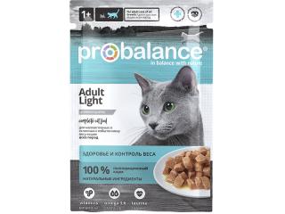 ProBalance Adult Light Корм влажный для малоактивных и склонных к избыточному весу кошек всех пород, 85 г