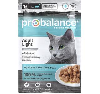 ProBalance Adult Light Корм влажный для малоактивных и склонных к избыточному весу кошек всех пород, 85 г