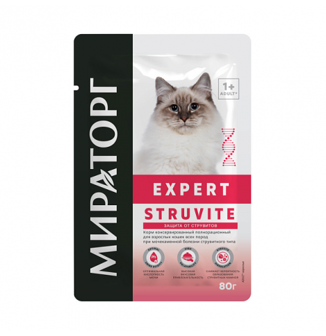 МИРАТОРГ Expert Struvite Корм консервированный для взрослых кошек при мочекаменной болезни струвитного типа, 85 г