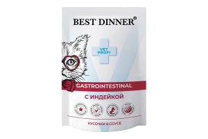 Best Dinner Пауч Exclusive Vet Profi Gastro Intestinal для взрослых кошек, кусочки в соусе, с индейкой, 85 г