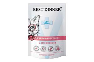 Best Dinner Пауч Exclusive Vet Profi Gastro Intestinal для взрослых кошек, кусочки в соусе, с ягненком, 85 г