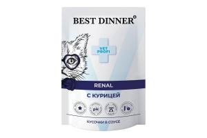 Best Dinner Exclusive Vet Profi Renal Пауч для взрослых кошек, кусочки в соусе с курицей, 85 г