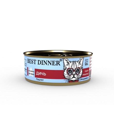 Best Dinner Gastro Intestinal Exclusive Vet Profi Консервированный корм для кошек, дичь, 100 г