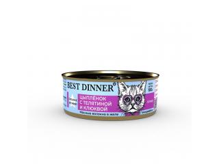 Best Dinner Urinary Exclusive Vet Profi Консервированный корм для кошек, цыпленок с телятиной и клюквой, 100 г