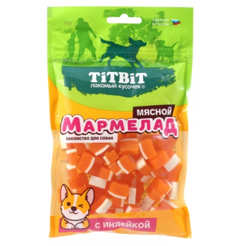 TiTBiT Лакомство для собак Мармелад мясной с индейкой, 120 г