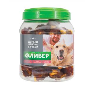 ОЛИВЕР Лакомство для собак Дольки яблока с уткой, 1 шт