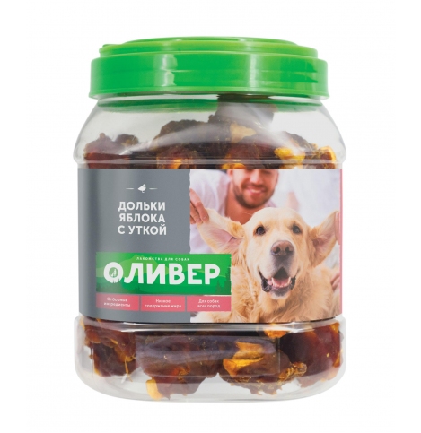 ОЛИВЕР Лакомство для собак Дольки яблока с уткой, 1 шт