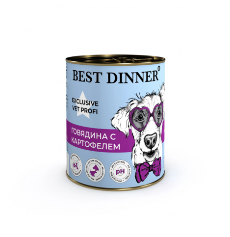 Best Dinner Urinary Exclusive Vet Profi Консервированный корм для собак с говядиной и картофелем, 340 г