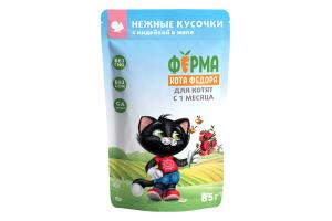 Ферма Кота Федора Влажный корм для котят Нежные кусочки в желе с индейкой, 85г