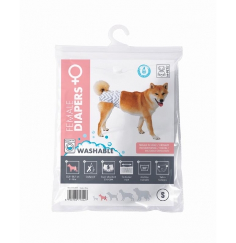 M-PETS Подгузник многоразовый для собак, размер 2 S талия 22,8-38,1 см