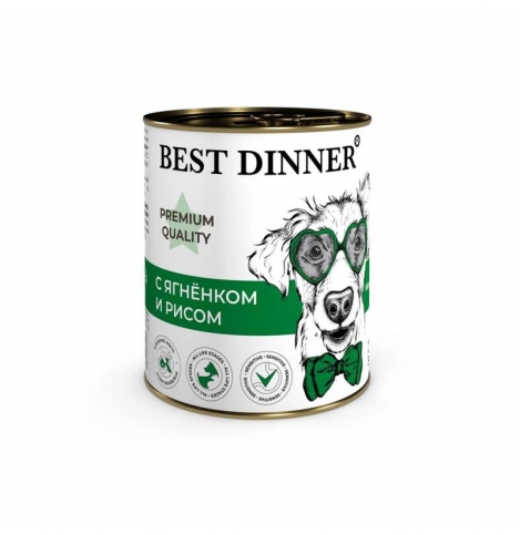 Best Dinner Консервы Меню № 5 для взрослых собак и щенков с 6 месяцев, с ягненком и рисом, 340 г