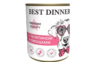 Best Dinner Консервы Меню № 4 для взрослых собак и щенков с 6 месяцев, с телятиной и овощами, 340 г