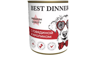 Best Dinner Консервы Меню № 3 для взрослых собак и щенков с 6 месяцев, с говядиной и кроликом, 340 г