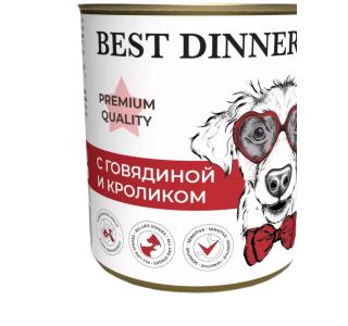 Best Dinner Консервы Меню № 3 для взрослых собак и щенков с 6 месяцев, с говядиной и кроликом, 340 г