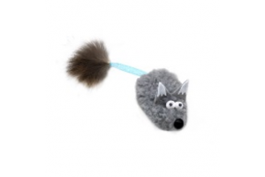 GoSi Игрушка для кошек Лисичка-пищалка, цвет серый, 15 см