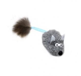GoSi Игрушка для кошек Лисичка-пищалка, цвет серый, 15 см