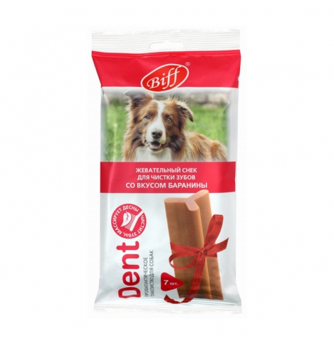 Biff Dent Жевательный снек для собак крупных пород, со вкусом баранины 7шт, 270 г