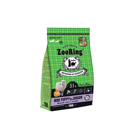 ZOORING Mini Adult Dog Сухой корм для щенков, ягненок и рис с тыквой, 2 кг