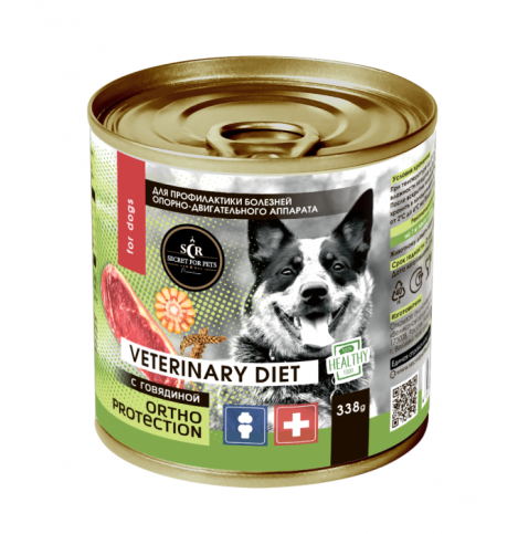 Secret Vet Diet Premium консервы лечебные для собак профилактика болезней опорно-двигательного аппарата с говядиной, 338 г
