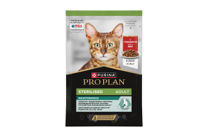 PRO PLAN Maintenance Sterilised Влажный корм (пауч) для взрослых стерилизованных кошек, с говядиной в желе, 85 г