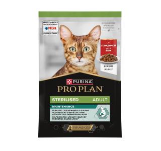 PRO PLAN Maintenance Sterilised Влажный корм (пауч) для взрослых стерилизованных кошек, с говядиной в желе, 85 г