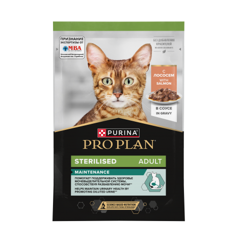 PRO PLAN Sterilised MAINTENANCE Влажный корм  для взрослых стерилизованных кошек, с лососем в соусе, 85 г