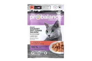 ProBalance Gourmet Diet Консервированный корм для кошек с тунцом и лососем в соусе, 85г