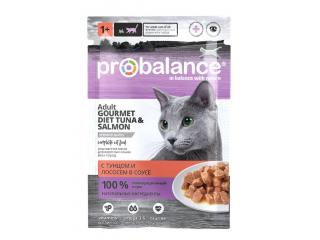ProBalance Gourmet Diet Консервированный корм для кошек с тунцом и лососем в соусе, 85г
